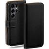moex Custodia a libro per Samsung Galaxy S25 Ultra con scomparto per carte di credito, pieghevole a 360 gradi, in pelle PU, colore: nero