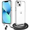 WenBaby Cover Trasparente con Cordino per iPhone 13 Mini,Custodia con Regolabile Collana per iPhone 13 Mini [Antiurto] [AntiGraffio] [Antiscivolo] Case con Laccio Tracolla, Nero