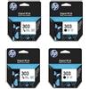 HP Cartucce 303, confezione da 4 cartucce - 2 nere + 2 tricromia colori