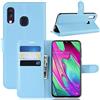 Fertuo Cover Samsung Galaxy A40, Custodia Portafoglio Cover a Libro in Pelle Flip Case con Silicone Bumper, Chiusura Magnetica, Porta Carte, Kickstand, per Samsung Galaxy A40 Smartphone, Blu