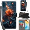 PHINIENLAND Cover per Honor X50 5G / X9b Case PU Pelle Custodia [Kickstand] [Chiusura magnetica] [Slot per Schede], Portafoglio Flip Custodia per Honor Magic 6 Lite,Fiamma