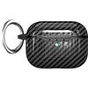 Cmeilau Custodia protettiva anticaduta potente in fibra di carbonio compatibile con AirPods 4 2024, ricarica wireless anticaduta Custodia morbida in TPU con protezione completa con moschettone (Black)