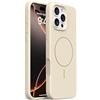 Mixroom - Custodia Cover Case per iPhone 16 PRO Max in Tpu silicone liquido morbido compatibile con MagSafe con cerchio magnetico integrato Beige C09