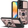 ESTH® Cover per Oppo A98 5G con Custodia per Fotocamera Scorrevole e Supporto ad Anello [Custodia Paraurti Compatibile con Supporto Magnetico per Auto], Oro rosa