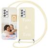 Yoedge Cover con Cordino per Samsung Galaxy A52 / A52s 5G Personalizzata 6,5, Custodia con Laccio Collana Personalizzabile con Foto Testi Immagine Personalizzate Beige Custom per Samsung A52 Case
