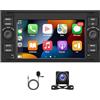 Surakey 4+64G Autoradio per Ford C-MAX 2006 2007 2008 2009 2010 con Carplay Android Auto, 7 pollici Touchscreen Lettore Ricevitore Multimediale Digitale con Bluetooth WiFi FM SWC Mirror Link Schermo diviso