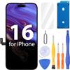 Ayake Schermo di ricambio per iPhone 16, display LCD FHD da 6,1 pollici e schermo touch digitalizzatore, True Tone programmabile, Face ID rimane (per A3287, A3081, A3286, A3288)