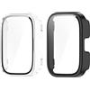 GMUJIAO [2 Pack Compatibile con Amazfit Bip 5 Unity per Cover,Custodia Rigida con Vetro Temperato,Protezione Totale Ultra Sottile HD Clear Pellicola Protettiva-Nero+Trasparente