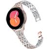 DEALELE Compatible con Samsung Galaxy Watch 6/6 Classic / 5/5 PRO / 4/4 Classic / 3 41mm / Active 2, Cinturino di Ricambio 20mm Diamante Metallo per Huawei GT2 42mm / GT3 42mm, Argento-Oro Rosa