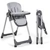 MS BabyWorld - Seggiolone Pappa Evolutivo Tasty | 7 Posizioni di Altezza e 3 di Reclinazione | Vassoio Estraibile e Poggiapiedi Regolabile | Portatile, Pieghevole, Fino a 3 anni (Grigio Chiaro)