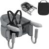 PEILU Seggiolini da Tavolo Pieghevoli per Bambini con Cintura di Sicurezza a 3 Punti e Morsetti Antiscivolo Ergonomici Rialzi Sedia Fino a 15KG per la Sala da Pranzo, Casa e i Viaggi (Grigio)