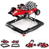 LIFEZEAL 4 in 1 Girello per Bambini, Neonati 6-18 Mesi, Altezza Regolabile, Antiurto, Trasformabile, Pieghevole, con Musica, Primi Passi, Baby Walker, Carrellino, Imparare a Camminare, Max12kg, Rosso