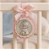 Generico Medaglione Capoculla Angelo in Argento perfetto come idea regalo nascita o regalo battesimo da appendere alla culla, al passeggino o in cameretta del neonato con nome Personalizzato (Rosa)