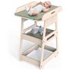 Mamatoyz Fasciatoio neonato, materasso impermeabile incluso, fasciatoio trasformabile in tavolino e sedia per bambino, ripiani per accessori, legno di betulla