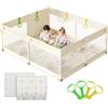 Cafolatt Beige Box Bambini con Materassino - Box Neonato 150×180cm,Recinto per Bambini con 4 Anelli,Imbottitura Morbida