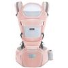 SONARIN Marsupio Ergonomico con Sedile Anca/Puro Cotone, Poggiatesta, Multiposizione: Dorsale, Ventrale, Regolabile per Neonato e Bambino da 0 a 36 mesi (fino a 30 kg) Rosa