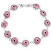 Bling Jewelry Bracciale Amuleto di Protezione Portafortuna con Perla di Vetro Turca Occhio di Malocchio per Donne e Adolescenti in Argento Sterling .925 Rosa 7,5 Pollici