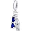 Bling Jewelry Fun Sports Blue CZ .925 Argento Pendenti Goccia Occhiali Da Sole Viaggio Spiaggia Vacanza Skate Surf Board Charm Per Donne Adolescenti Adatto A Bracciale Charm Europeo