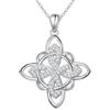Flyow Collana con nodo di strega, in argento sterling 925, portafortuna, con nodo celtico irlandese, collana per compleanno, Natale, nodo celtico, idea regalo, Argento sterling, Zirconia cubica