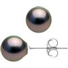 Pearls & Colors - Orecchini in perle di Tahiti coltivate vere rotonde/semirotonde, 8-9 mm, qualità A+ in argento 925, gioielli da donna