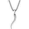 OIDEA Collana in corno italiano per uomo e donna: amuleto portafortuna Cornicello collana ciondolo collana in acciaio inox protezione gioielli regalo lunghezza catena 55 cm, Acciaio inossidabile