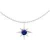 HARSHALI GEMS Collana in argento 925 con zaffiro blu naturale, realizzata a mano, gioiello celestiale, gioiello con pietra portafortuna di settembre, catena regolabile da 40,6 cm + 5,1 cm, regalo per