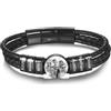 MunkiMix Bracciale in Pelle Uomo con Foto e 2-6 Nomi Personalizzati, Intagliate Perline e Foto, Fibbia con Estensione Regolabile, Regalo per Marito Fidanzato B10