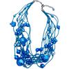 LE GEMME DI VENEZIA Collana in Vetro di Murano, Blu Multi-Filo con Perle, 45 cm,