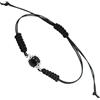 Filu & Trama Bracciale Sardo su coccu con Sfera Nera e coppette lavorate Argento Regolabile