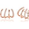 PANSHI Orecchini a semicerchio da donna in argento Sterling placcati in oro 14 K con zirconia cubica, rose gold, Oro rosa, Zirconia cubica
