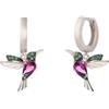 BOHORIA Einzelstück® - Mini orecchini a cerchio colibrì con zirconi verdi e viola, in argento Sterling 925, placcato oro rosa 14 carati, anallergici e senza nichel, Argento sterling, 471871
