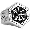 ForFox Anello Valknut e Bussola Vegvisir Vichingo Nordico in Acciaio Titanio per Uomo Donna Taglia 16