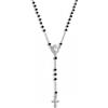 Damiano Argenti Collana Rosario con Sacro Cuore in Argento 925 e Zirconi Neri Argento