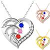 BEXOA Collana con Nome Personalizzabile - Ciondolo a Forma di Cuore in Argento Personalizzata con Incisione del Nome e Pietra Portafortuna per San Valentino Festa della Mamma Regalo Donne (3 Nome)