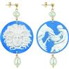 IN Lebole Collezione The Circle DOR296 Medusa Orecchini da Donna in Ottone Pietra Perla