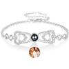 Amsgedhie Bracciale Personalizzato con Proiezione Foto per Donna Bracciale Infinita con Incisione per Mamma, Nonna, Fidanzata Regalo per San Valentino Festa della Mamma (C-Argento)