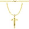 AMAR PRAGNA, collana in oro 925/585 con croce per donna/uomo, intrecciata originale, larghezza 3,8 mm, collana in oro, collana con croce in oro 585, 45 cm, Argento sterling