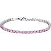 Sakrami Bracciale Tennis Bambina in Argento 925 + Zirconi Rosa Brillanti + Chiusura Regolabile + Gioiello Elegante per Regalo + Nascita + Battesimo + Comunione + Compleanno