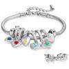 lorajewel Bracciale Donna Personalizzato con Nome Pietra di nascita Bracciale a Cuore Regalo per Mamma Moglie Nonna Regali per Natale Festa della mamma