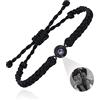Auinniuz Bracciale con foto in argento sterling - Design con corda intrecciata a mano - Bracciale ricordo personalizzato per lui/lei Black