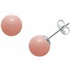 gioiellitaly Orecchini a lobo pallina grande sfera corallo rosa 8mm chiusura argento 925 con farfallina gioiello artigianale donna ragazza elegante