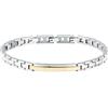 Trussardi Bracciale Uomo in Acciaio, Collezione T-STEEL, Targhetta
