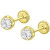 TIME ROAD Orecchini Bebè in Oro 9K HIN00197/4 - Chiusura a Vite Sicura 4 mm - 3-24 mesi - Ideale per Nascita, Battesimo o Compleanno