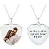 MeMeDIY Collana con Foto Personalizzata Collana con Foto Personalizzata Ciondolo a Cuore in Argento Sterling Regalo Commemorativo per Coppia Donna Ragazza Sorella Figlia