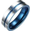 Jpltlvy Anello da uomo in acciaio al tungsteno, con scanalatura blu, larghezza 6 mm, gioiello alla moda, accessorio moderno da indossare tutti i giorni, regalo, 11