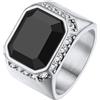 Richsteel Anello Uomo con Onice Nero Ottagonale Anello con Gemma Intarsiato con Zirconi Bianchi Impermeabile di Alta Qualità per Uomini Muisura IT 14-32