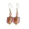 VENEZIA CLASSICA - Orecchini da Donna con perle in Vetro di Murano Originale, Collezione Lily, con foglia in oro 24kt, Made in Italy certificato (Lilla)