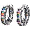 ForFox Orecchini a cerchio huggie colorati in argento sterling 925 con zirconi multicolori orecchini arcobaleno orgoglio per donna ragazza
