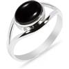 HIMALYA QUARTZ Anello in argento da donna, anello con design moderno, anello in pietra di onice nero naturale al 100%, anello in argento Boho 925 RB-01-BLKX-11