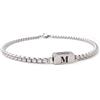 ALMENDRA Bracciale da uomo personalizzato in acciaio inossidabile inox con incisione, catena a maglia veneziana iniziale nomi data ancora infinito da personalizzare, scatola regalo oro nero (Argento)